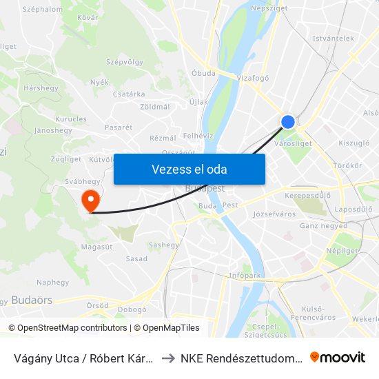 Vágány Utca / Róbert Károly Körút to NKE Rendészettudományi Kar map