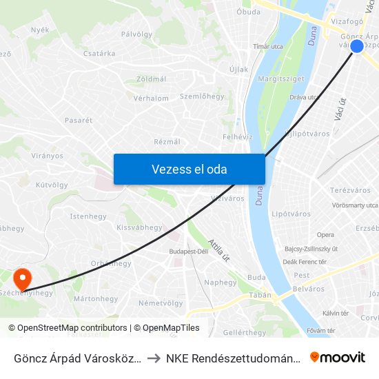 Göncz Árpád Városközpont to NKE Rendészettudományi Kar map