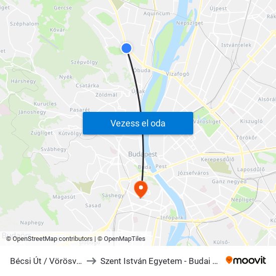 Bécsi Út / Vörösvári Út to Szent István Egyetem - Budai Campus map