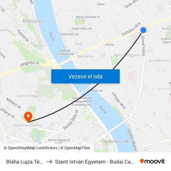 Blaha Lujza Tér M to Szent István Egyetem - Budai Campus map