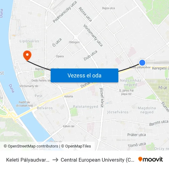 Keleti Pályaudvar M to Central European University (CEU) map