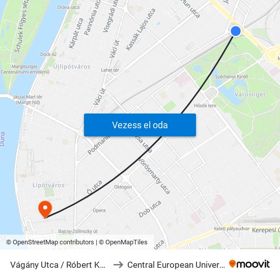 Vágány Utca / Róbert Károly Körút to Central European University (CEU) map