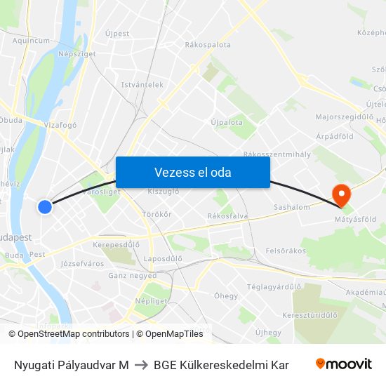 Nyugati Pályaudvar M to BGE Külkereskedelmi Kar map