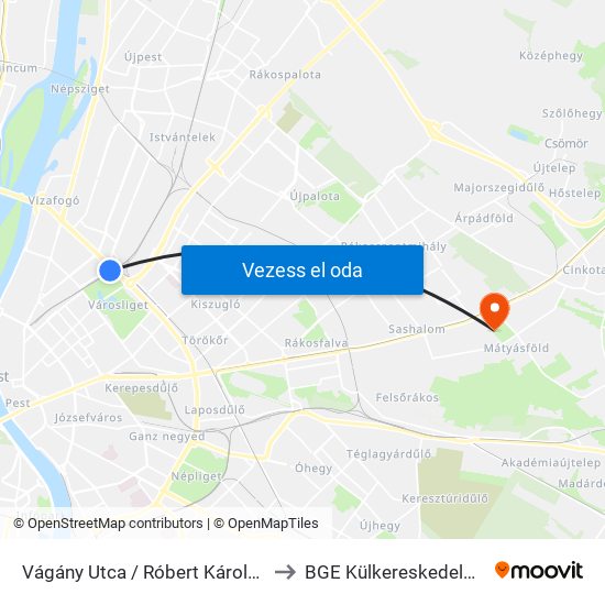 Vágány Utca / Róbert Károly Körút to BGE Külkereskedelmi Kar map