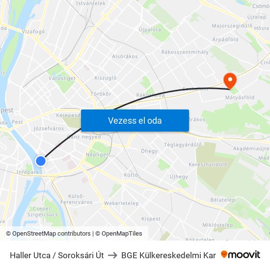 Haller Utca / Soroksári Út to BGE Külkereskedelmi Kar map