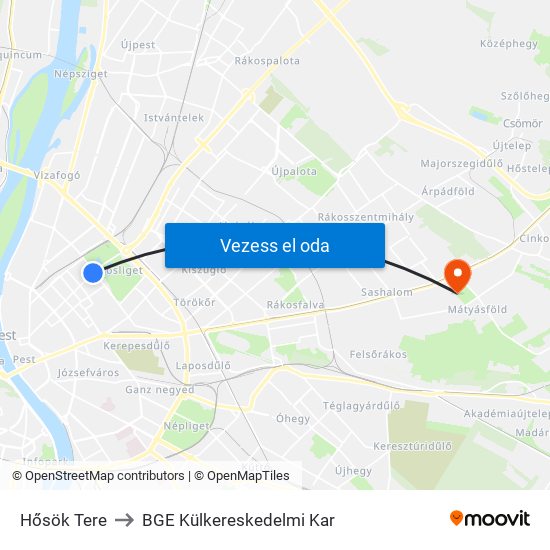 Hősök Tere to BGE Külkereskedelmi Kar map