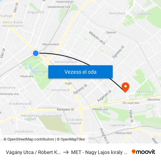 Vágány Utca / Róbert Károly Körút to MET - Nagy Lajos király útja Campus map