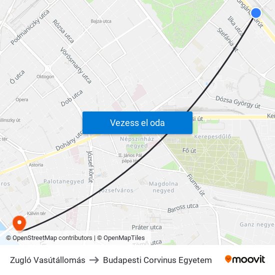 Zugló Vasútállomás to Budapesti Corvinus Egyetem map