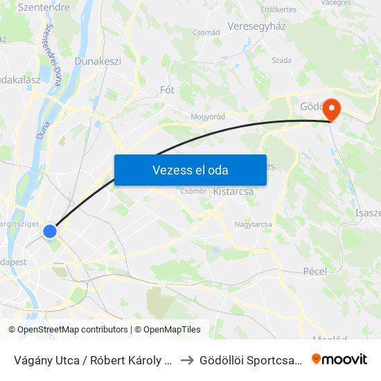 Vágány Utca / Róbert Károly Körút to Gödöllöi Sportcsarnok map