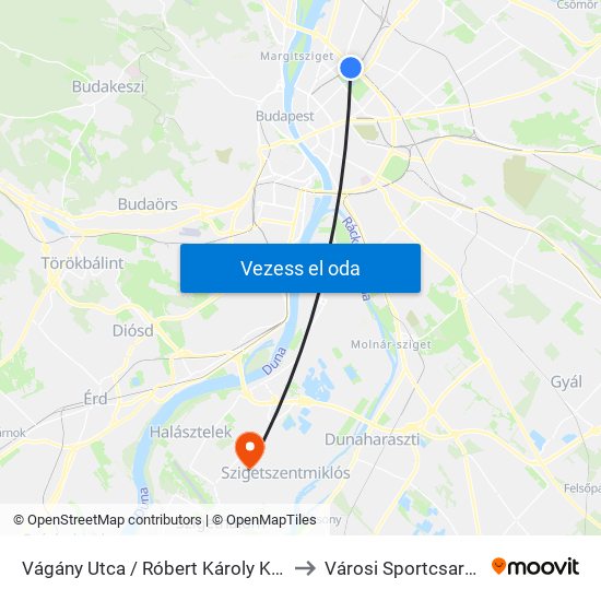 Vágány Utca / Róbert Károly Körút to Városi Sportcsarnok map