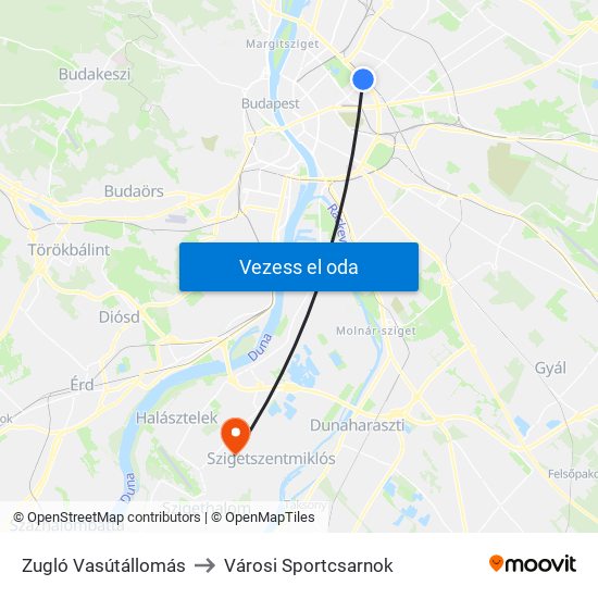 Zugló Vasútállomás to Városi Sportcsarnok map