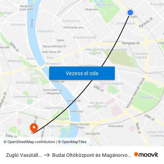 Zugló Vasútállomás to Budai Oltóközpont és Magánorvosi Centrum map