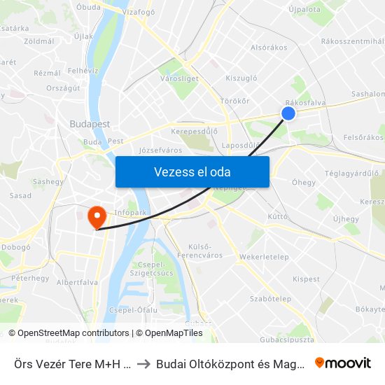 Örs Vezér Tere M+H (Kerepesi Út) to Budai Oltóközpont és Magánorvosi Centrum map