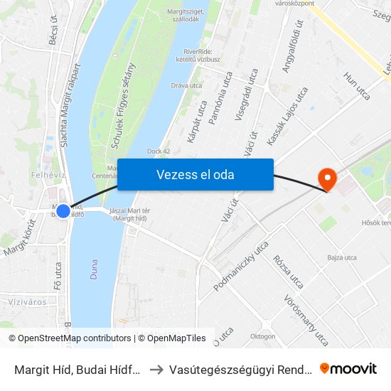 Margit Híd, Budai Hídfő H to Vasútegészségügyi Rendelő map