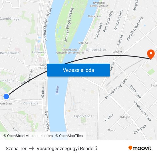 Széna Tér to Vasútegészségügyi Rendelő map