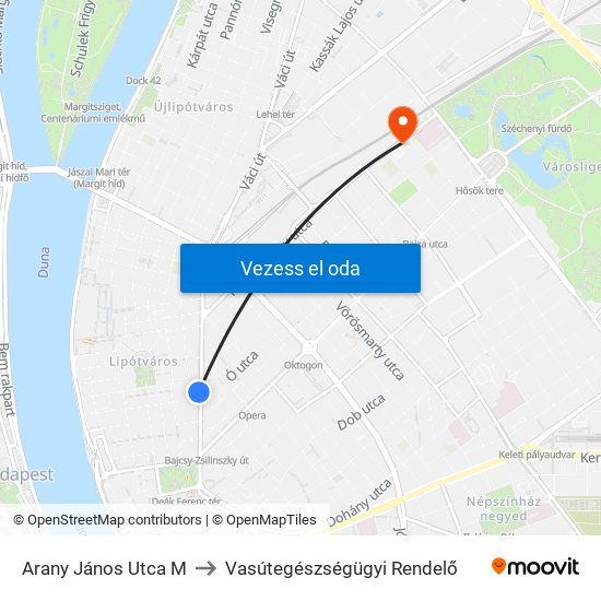 Arany János Utca M to Vasútegészségügyi Rendelő map