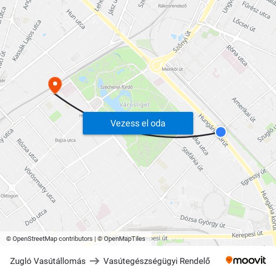 Zugló Vasútállomás to Vasútegészségügyi Rendelő map