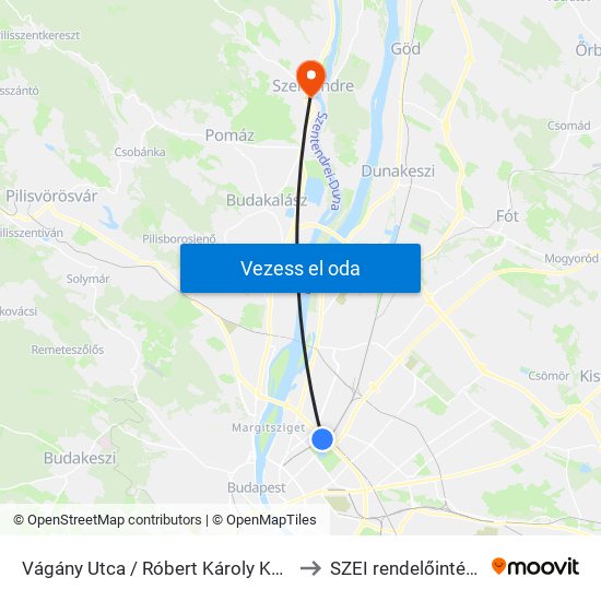 Vágány Utca / Róbert Károly Körút to SZEI rendelőintézet map