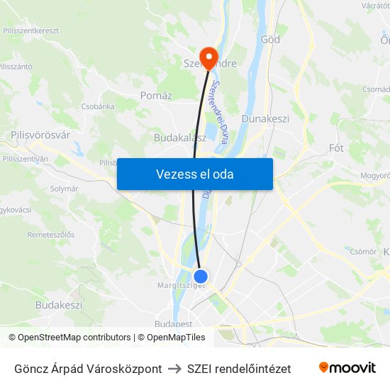 Göncz Árpád Városközpont to SZEI rendelőintézet map