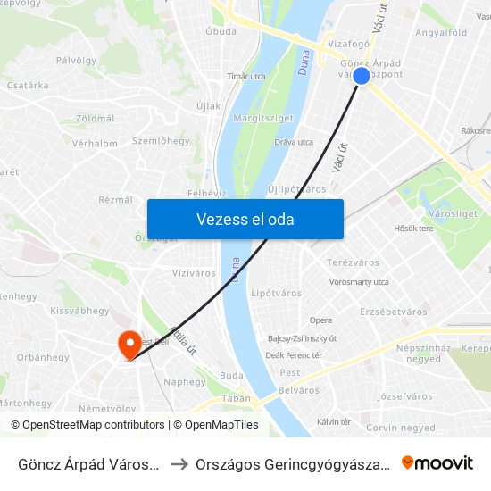 Göncz Árpád Városközpont to Országos Gerincgyógyászati Központ map