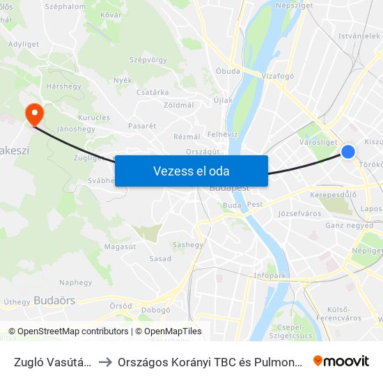 Zugló Vasútállomás to Országos Korányi TBC és Pulmonológiai Intézet map