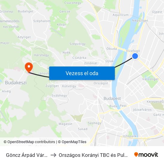 Göncz Árpád Városközpont to Országos Korányi TBC és Pulmonológiai Intézet map