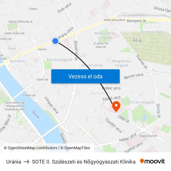 Uránia to SOTE II. Szülészeti és Nőgyógyászati Klinika map