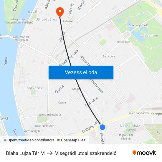 Blaha Lujza Tér M to Visegrádi utcai szakrendelő map