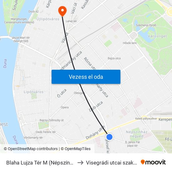 Blaha Lujza Tér M (Népszínház Utca) to Visegrádi utcai szakrendelő map