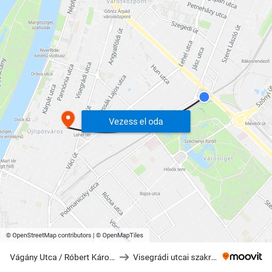Vágány Utca / Róbert Károly Körút to Visegrádi utcai szakrendelő map