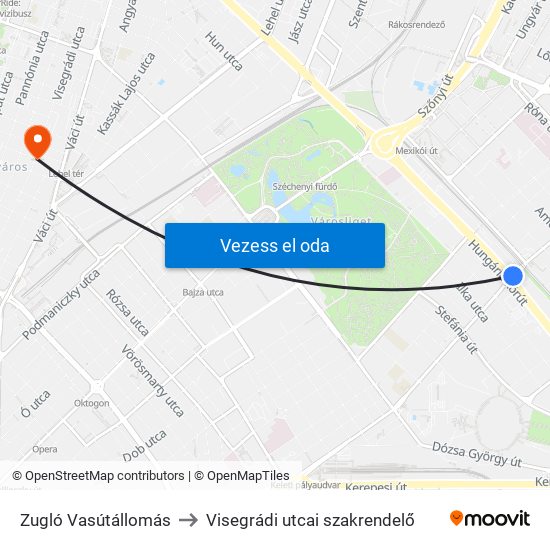 Zugló Vasútállomás to Visegrádi utcai szakrendelő map