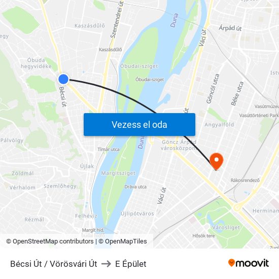 Bécsi Út / Vörösvári Út to E Épület map