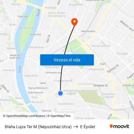 Blaha Lujza Tér M (Népszínház Utca) to E Épület map