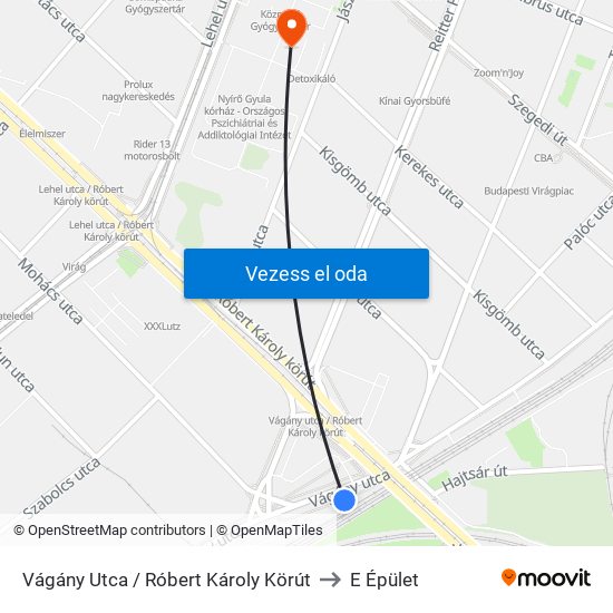 Vágány Utca / Róbert Károly Körút to E Épület map