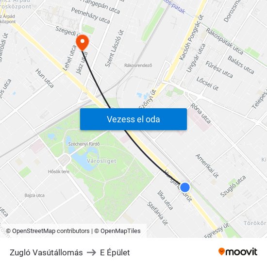 Zugló Vasútállomás to E Épület map