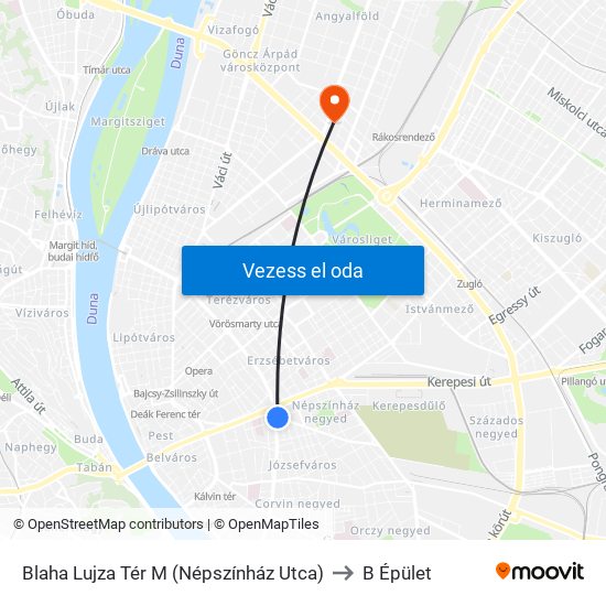 Blaha Lujza Tér M (Népszínház Utca) to B Épület map