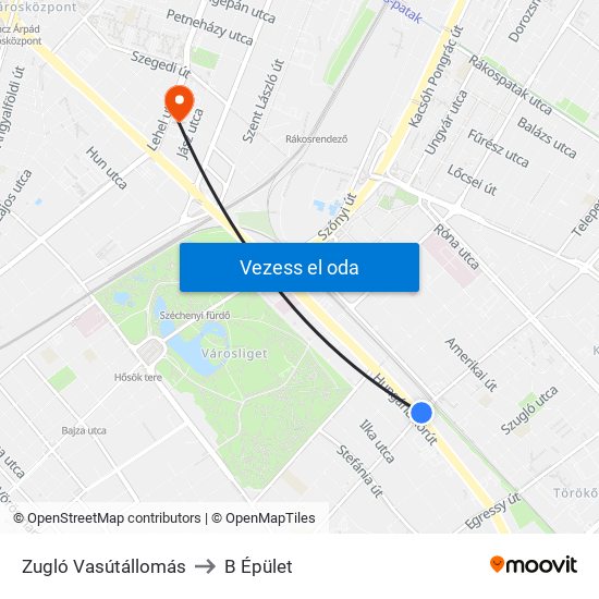 Zugló Vasútállomás to B Épület map