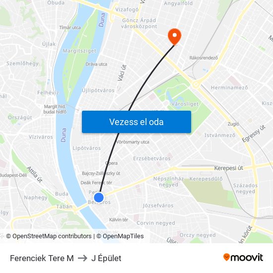 Ferenciek Tere M to J Épület map