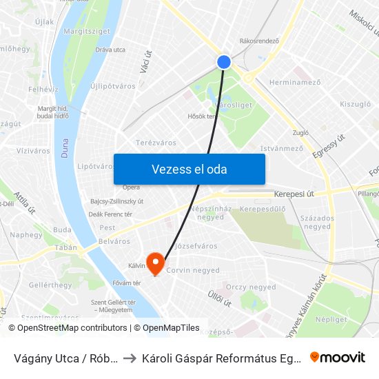 Vágány Utca / Róbert Károly Körút to Károli Gáspár Református Egyetem Hittudományi Kar map