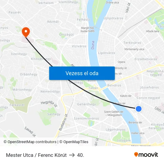 Mester Utca / Ferenc Körút to 40. map