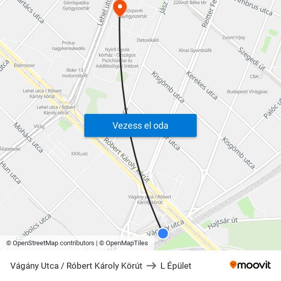 Vágány Utca / Róbert Károly Körút to L Épület map