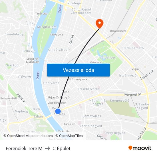 Ferenciek Tere M to C Épület map