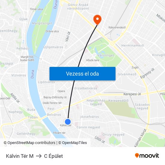 Kálvin Tér M to C Épület map
