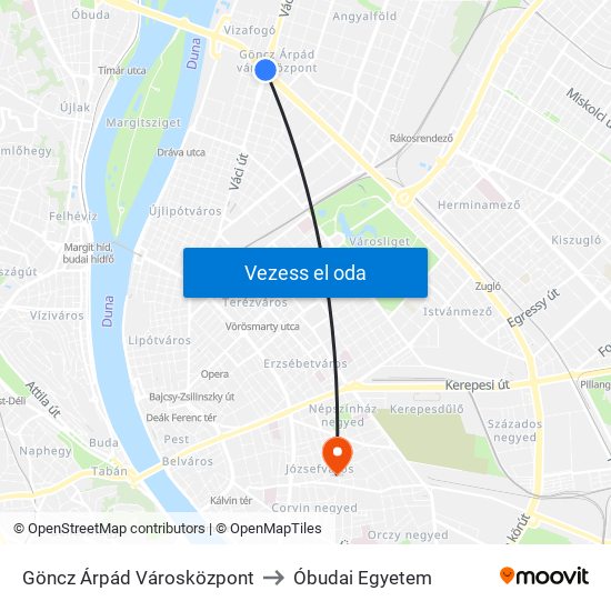 Göncz Árpád Városközpont to Óbudai Egyetem map