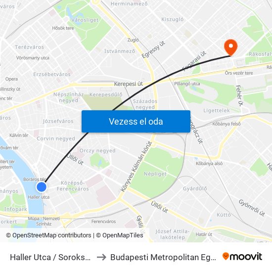 Haller Utca / Soroksári Út to Budapesti Metropolitan Egyetem map