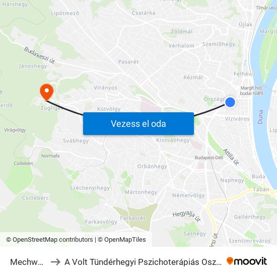 Mechwart Liget to A Volt Tündérhegyi Pszichoterápiás Osztály És Ambulancia Épülete map