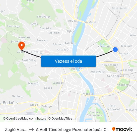 Zugló Vasútállomás to A Volt Tündérhegyi Pszichoterápiás Osztály És Ambulancia Épülete map