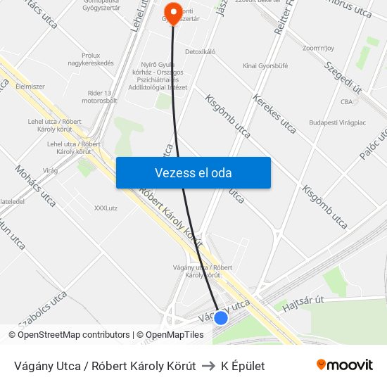 Vágány Utca / Róbert Károly Körút to K Épület map