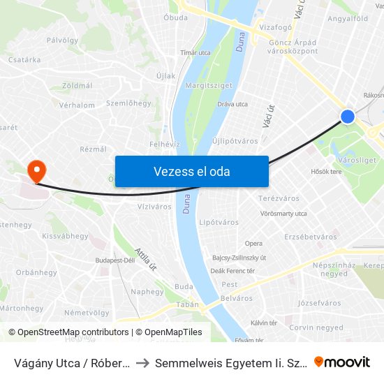 Vágány Utca / Róbert Károly Körút to Semmelweis Egyetem Ii. Sz. Sebészeti Klinika map