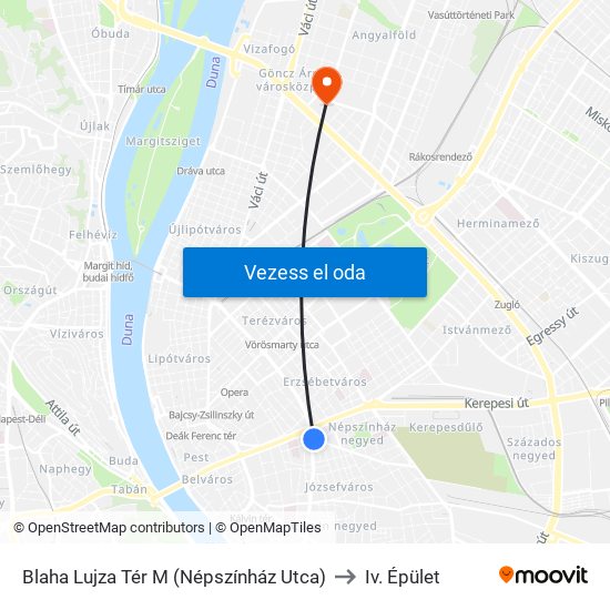 Blaha Lujza Tér M (Népszínház Utca) to Iv. Épület map